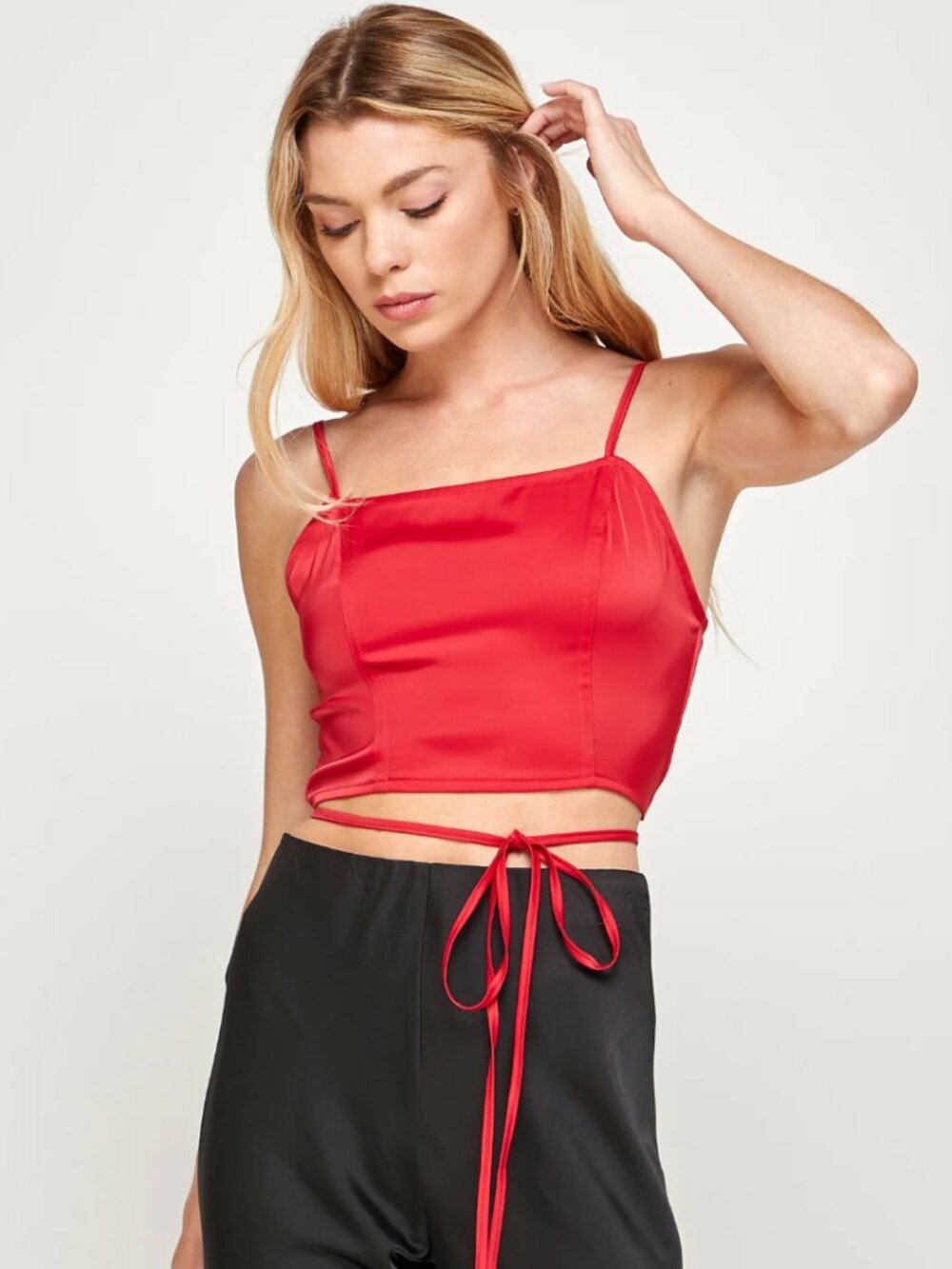 NWT Red Satin Corset Crop Top | Small